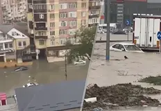 Разрушен мост и масови евакуирации след воден ад в МахачкалаОбилни