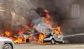 Първи кадри от пожара на автомобили в Русе