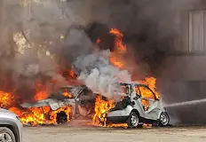 Силни гърмежи огласиха широкия център на градаПет леки автомобила изгоряха