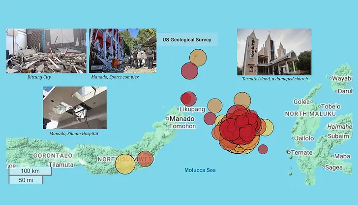 Сеизмичен рояк парализира индонезийската провинция след основния удар Сеизмичен рояк парализира индонезийската провинция след основния удар