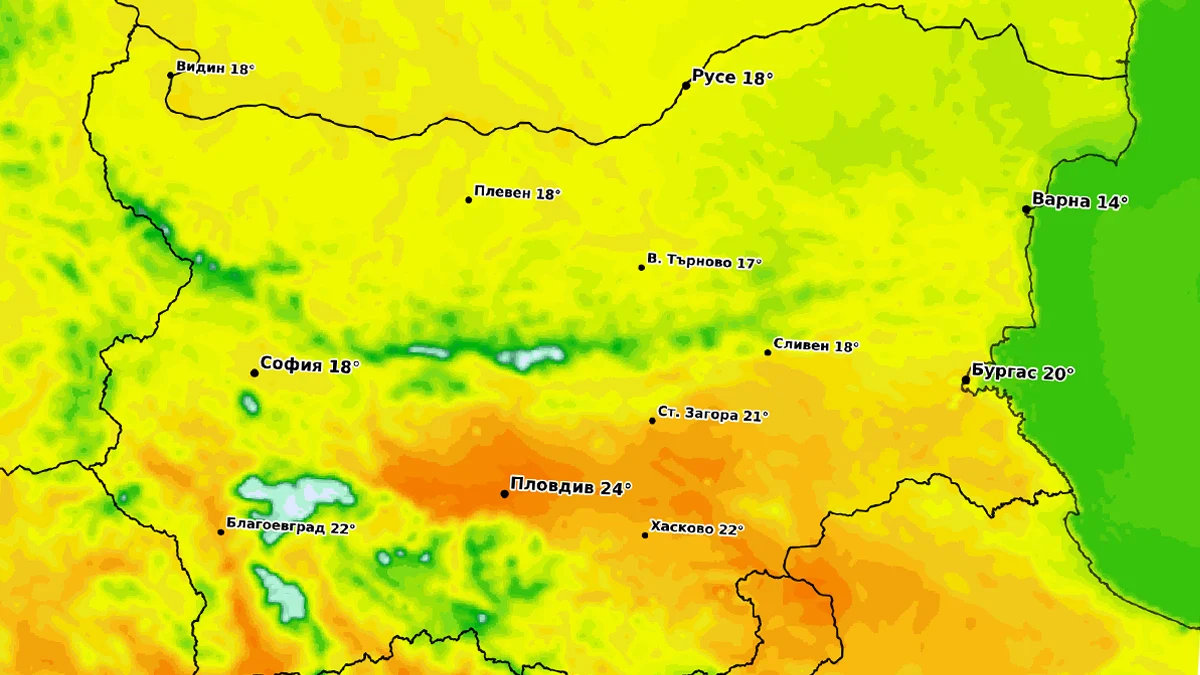 Времето разделя България на две през утрешния денПролетното време ще