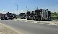 Обърната цистерна с киселина блокира пътен възел "Скобелева майка"