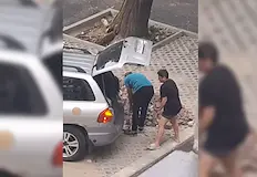 Очевидци заснеха скандалната случка пред блок Странджа планина Нагла кражба на