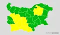 Обявиха жълт код за проливни дъждове в 10 области