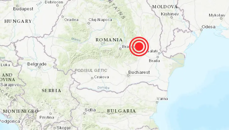 Слабо земетресение е регистрирано в румънската зона Вранча