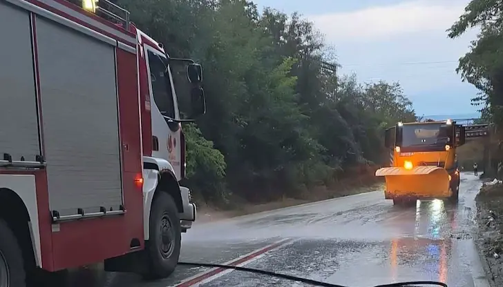 Водата превърна разсипаните гранули в гъста лепкава смес на асфалта Водата превърна разсипаните гранули в гъста лепкава смес на асфалта